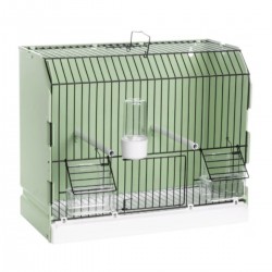 Cage d’exposition oiseaux verte grille noire mangeoires extérieures - 2GR